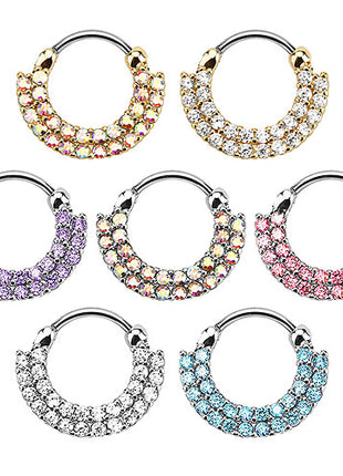 Nasenpiercing Ring Doppel Strass Kristall Septum Clicker Schild