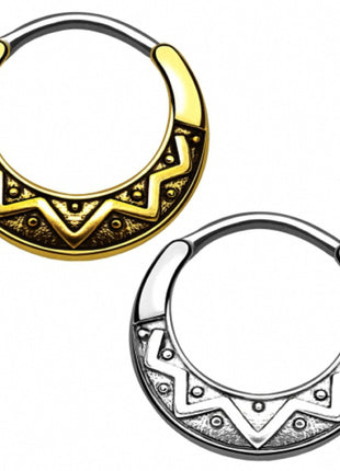 Septum Piercing Clicker Nose Piercing Ring Tribal Shield 