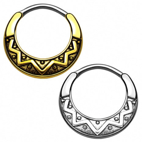 Septum Piercing Clicker Nose Piercing Ring Tribal Shield 