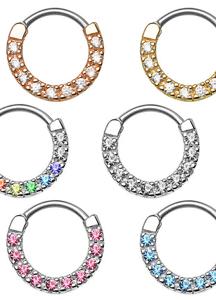 Septum Piercing Clicker Ring Rhinestone Crystal Shield 