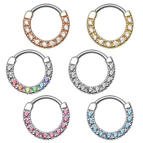 Septum Piercing Clicker Ring Rhinestone Crystal Shield 