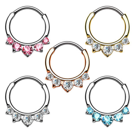 Septum Piercing Ring Clicker Rhinestone Crystal Tips 