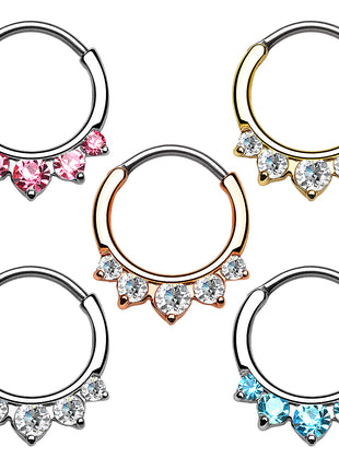 Septum Piercing Ring Clicker Rhinestone Crystal Tips 