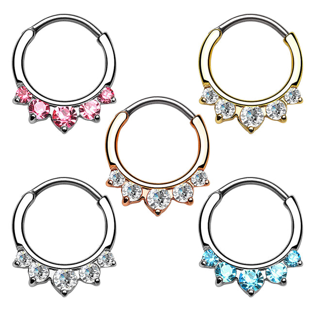 Septum Piercing Ring Clicker Strass Kristall Spitzen