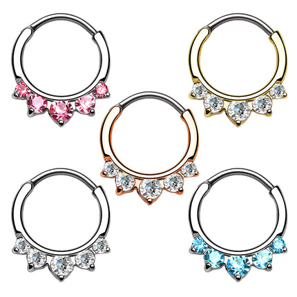 Septum Piercing Ring Clicker Strass Kristall Spitzen