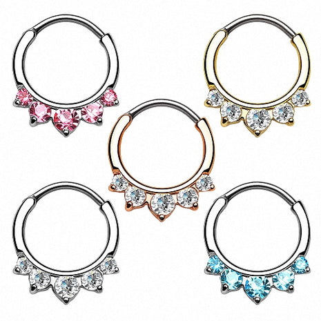 Septum Piercing Ring Clicker Strass Kristall Spitzen