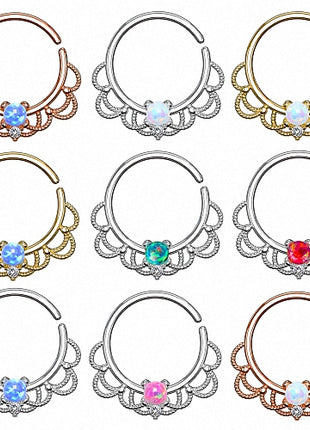 Septum Piercing Continuous Universal Ring Tribal mit Opal