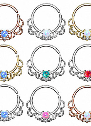 Septum Piercing Continuous Universal Ring Tribal with Opal 