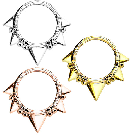 Septum Piercing Continuous Ring Tribal Triangles and Pearls 