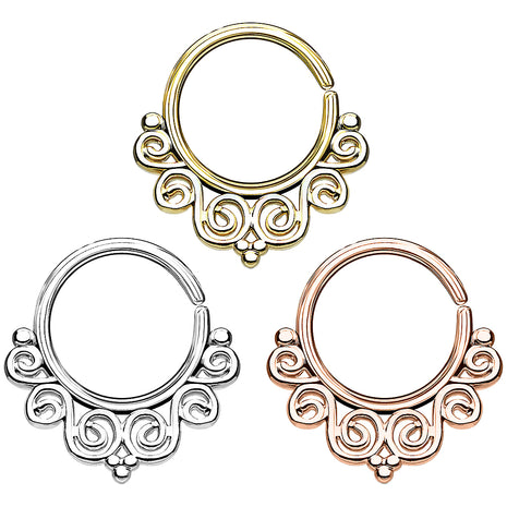 Septum Piercing Continuous Vintage Swirl Ear Cartilage Ring 