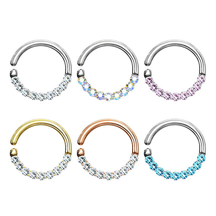 Septum Piercing Continuous Ohr Knorpel Ring mit Kristallen