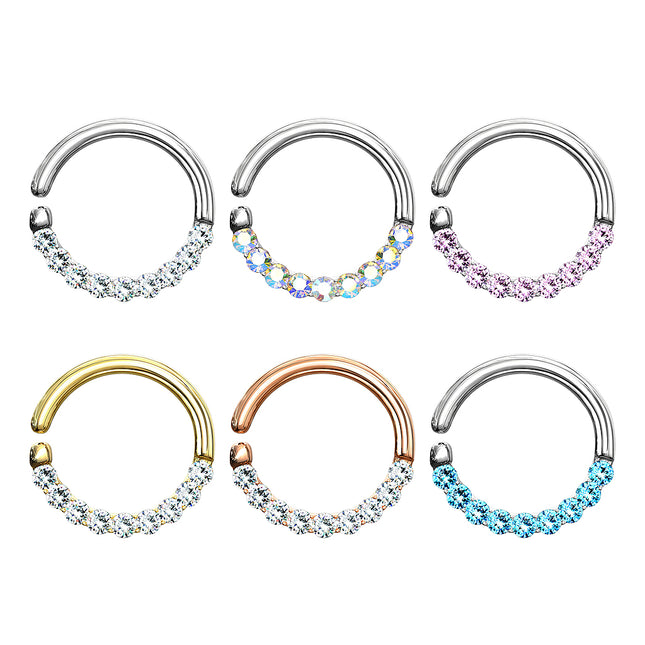 Septum Piercing Continuous Ohr Knorpel Ring mit Kristallen