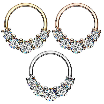 Septum Nase Piercing Continuous Ohr Knorpel Ring 5 Kristalle