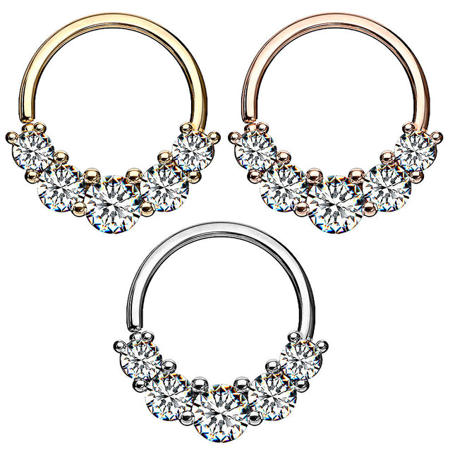 Septum Nase Piercing Continuous Ohr Knorpel Ring 5 Kristalle