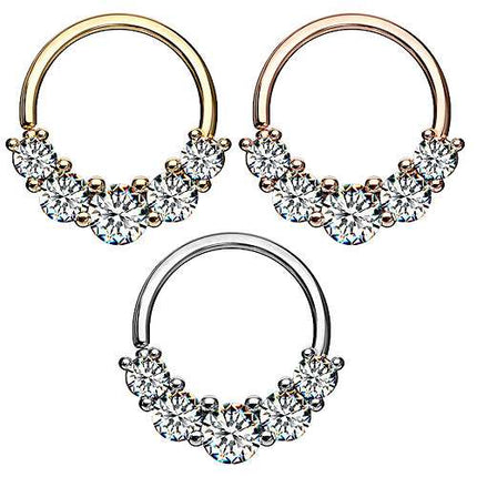 Septum Nase Piercing Continuous Ohr Knorpel Ring 5 Kristalle