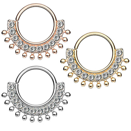 Septum Nase Piercing Continuous Ohr Knorpel Ring mit Kristallen