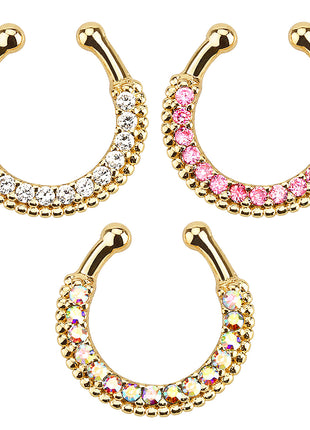 Fake septum nose piercing rhinestone crystal ring 