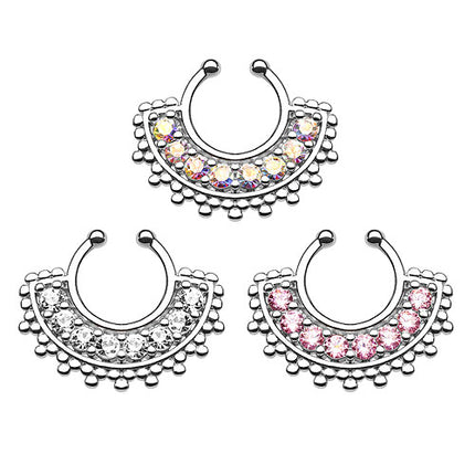 Fake Septum Piercing Nasenring mit Strass Kristallen