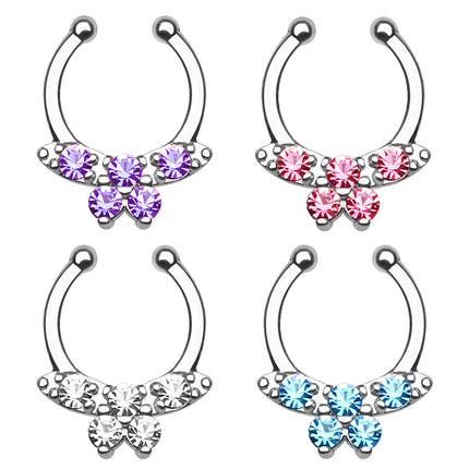 Fake Septum Piercing Nasenring Kristall Schmetterling