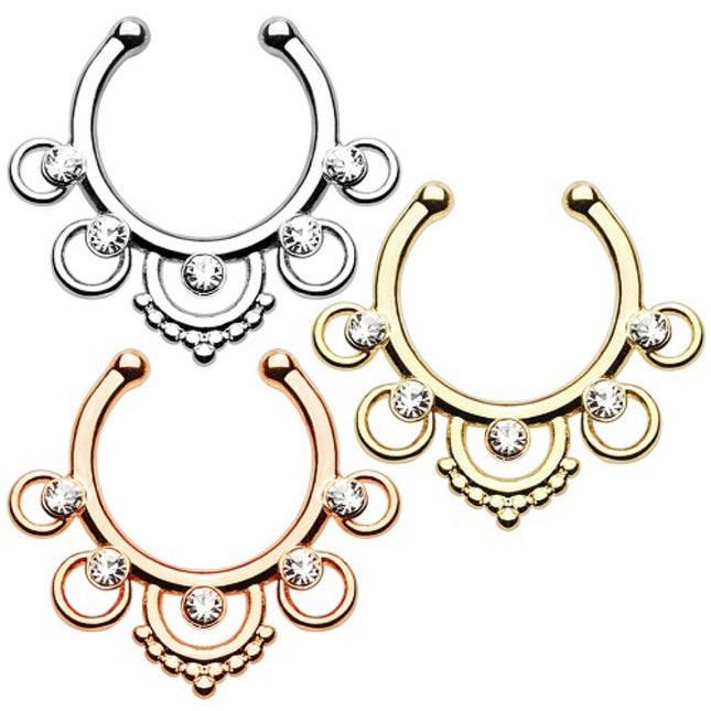 Septum Fake Nasenpiercing Kristall Strass 5 Ringe