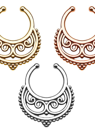 Fake Septum Piercing Ring Nose Piercing Tribal Crescent 