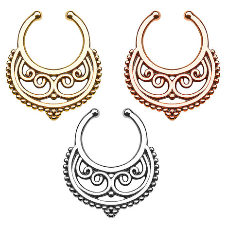 Fake Septum Piercing Ring Nose Piercing Tribal Crescent 