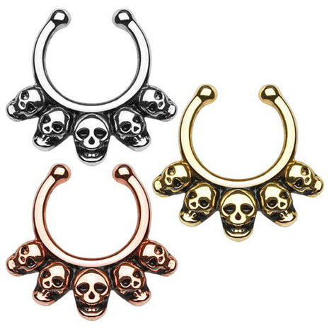 Septum Fake Nose Piercing Ring Skulls 