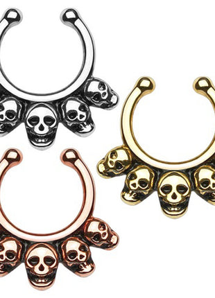 Septum Fake Nose Piercing Ring Skulls 