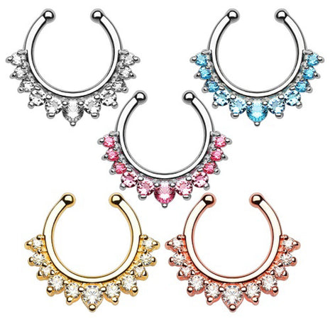 Septum Fake Nose Piercing Jewelry Rhinestone Crystal Ring 