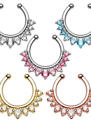 Septum Fake Nose Piercing Jewelry Rhinestone Crystal Ring 