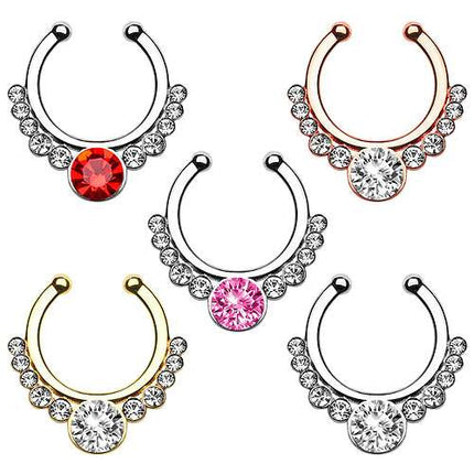 Fake Septum Nasenpiercing Ring Strass großer Kristall