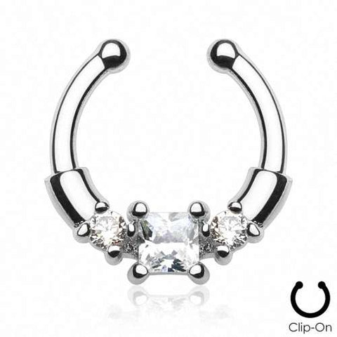 Septum Fake Nasenpiercing Schmuck 3 Kristalle