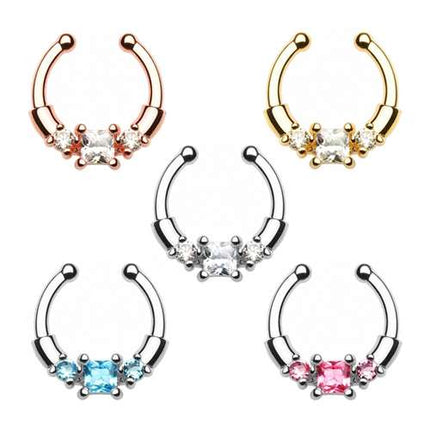 Septum Fake Nasenpiercing Schmuck 3 Kristalle