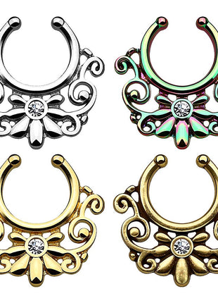 Fake Septum Piercing Ring Nasenpiercing Blumen Tribal