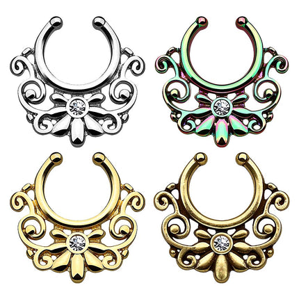 Fake Septum Piercing Ring Nasenpiercing Blumen Tribal