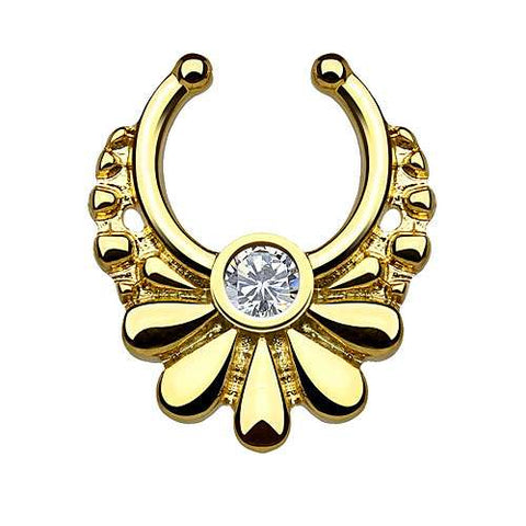 Fake Septum Piercing Nasenpiercing Blüten Tribal Kristall