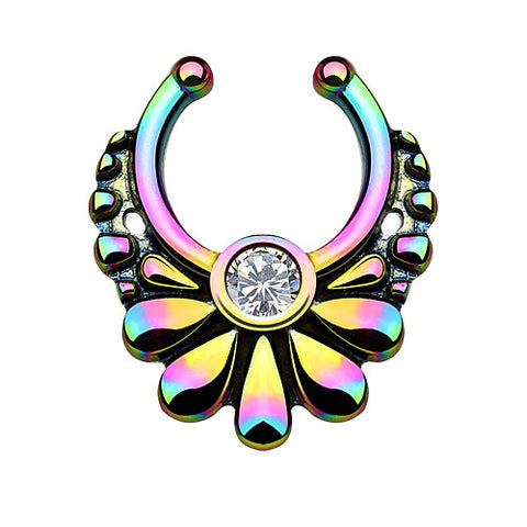 Fake Septum Piercing Nasenpiercing Blüten Tribal Kristall