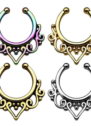 Fake Septum Piercing Ring Nasenpiercing Tribal Herz