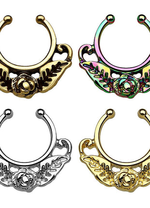 Fake septum piercing nose piercing roses tribal 