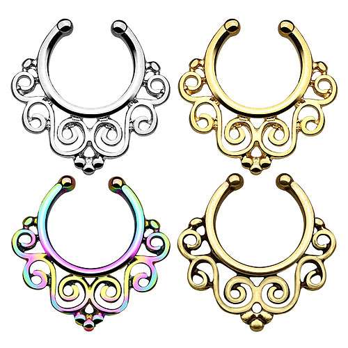 Fake Septum Piercing Vintage Nasenpiercing Blumen Tribal