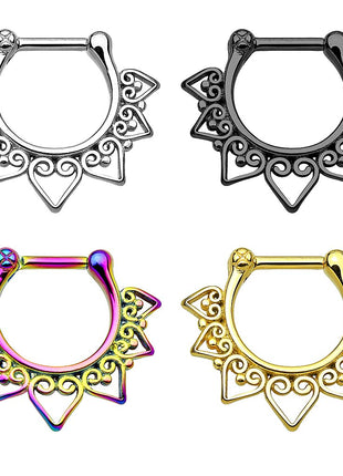 Nose Piercing Ring Septum Clicker Shield Helix Tribal Spikes 