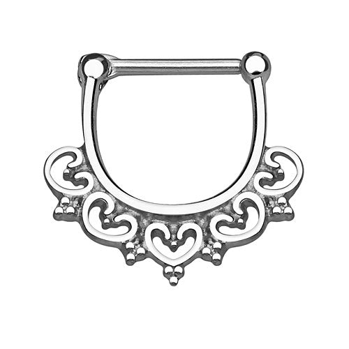 Septum Clicker Piercing Tribal Herzen Chirurgenstahl