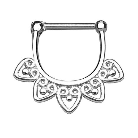 Septum Piercing Clicker Filigree Hearts Surgical Steel 