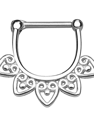 Septum Piercing Clicker Filigree Hearts Surgical Steel 