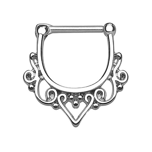 Septum Clicker Piercing Chirurgenstahl Herz Tribal