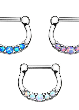 Nose Piercing Ring Septum Piercing Clicker Surgical Steel Shield Opals 