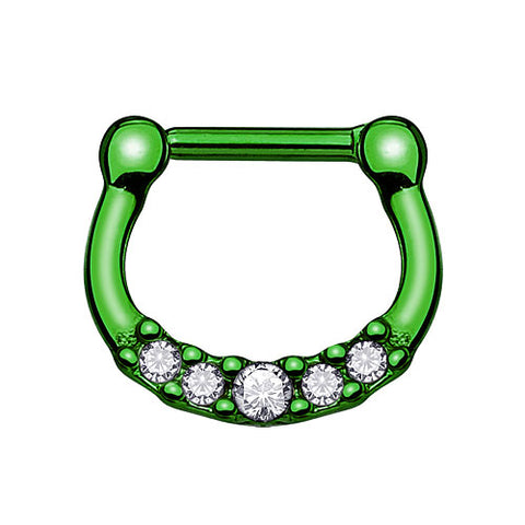 Septum Piercing Clicker Ring eloxiert mit Kristallen