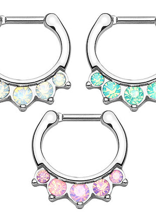 Septum Piercing Clicker Chirurgenstahl Spitzen Opal Stein