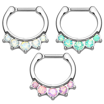 Septum Piercing Clicker Chirurgenstahl Spitzen Opal Stein