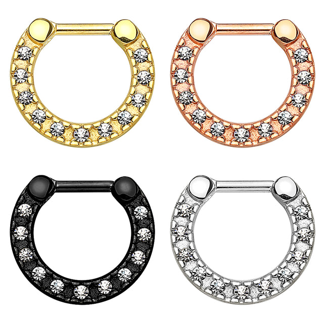 Septum Clicker Ring Schild Chirurgenstahl mit Kristallen